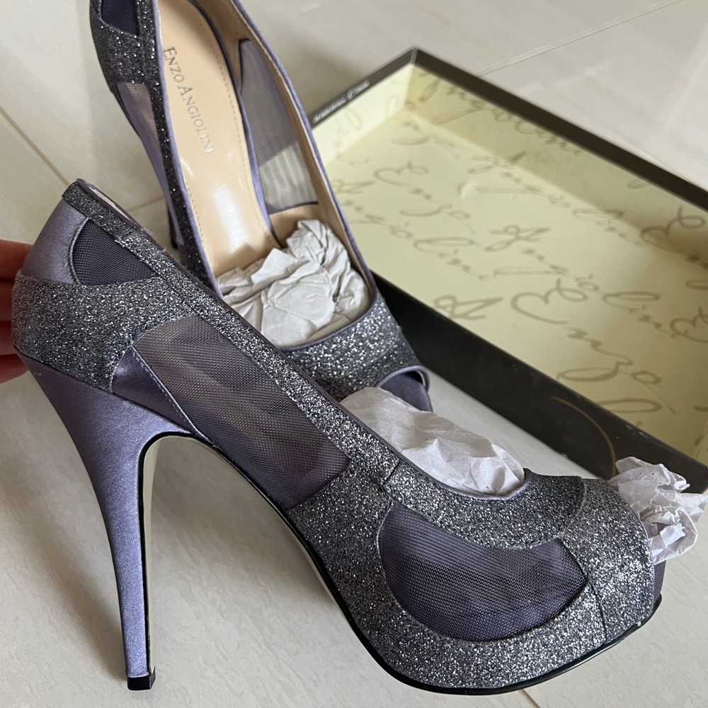 Enzo Angiolini Glitter Satin Heels